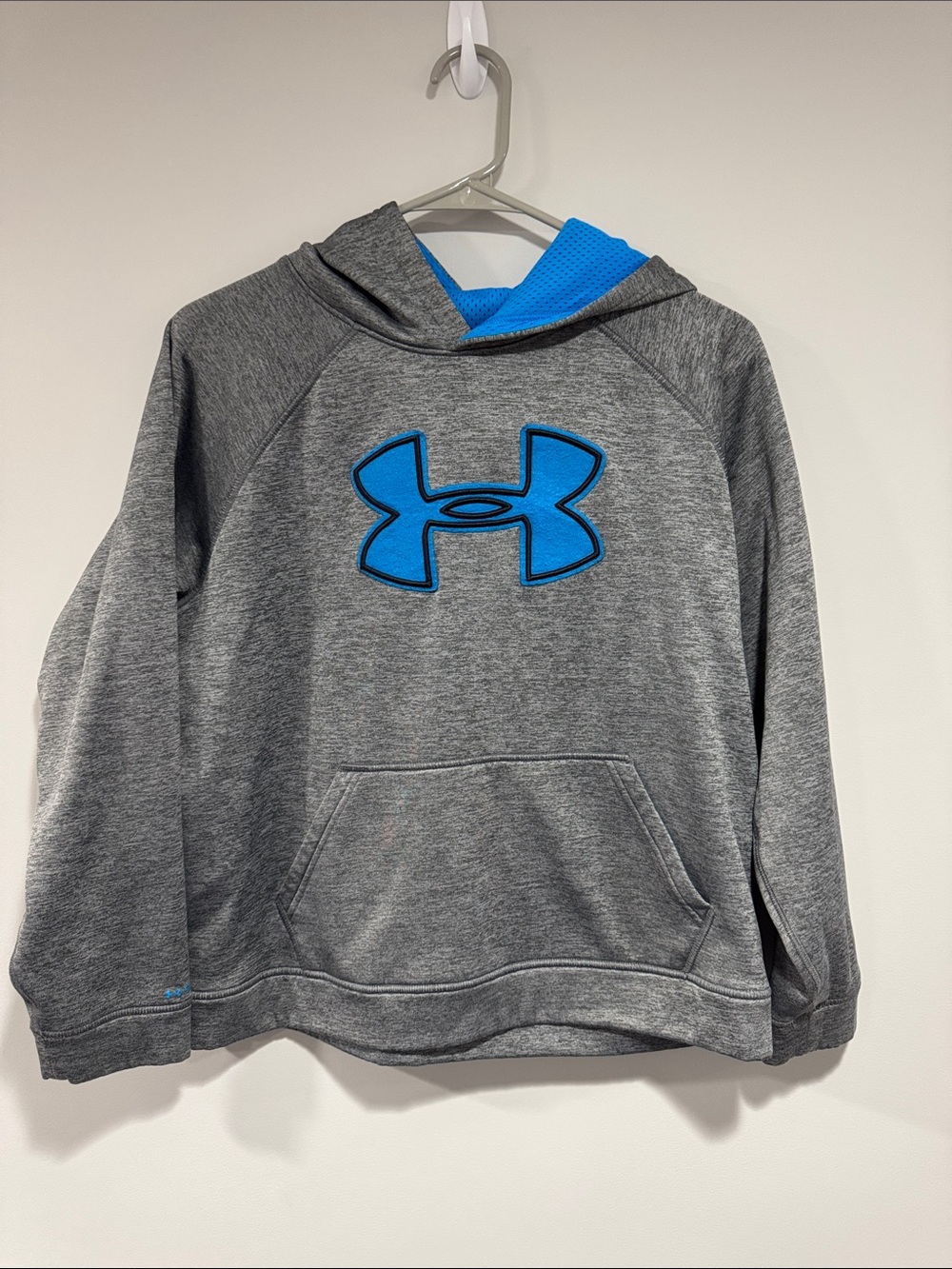 Under Armour Gray Pullover Hoodie with Bright Blue Logo